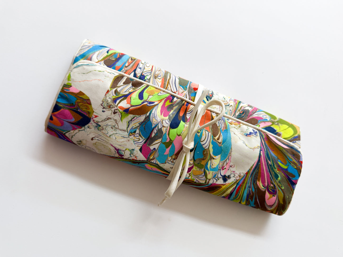 1960s Vintage Psychedelic Marbled Mod Makeup Carryall Bag