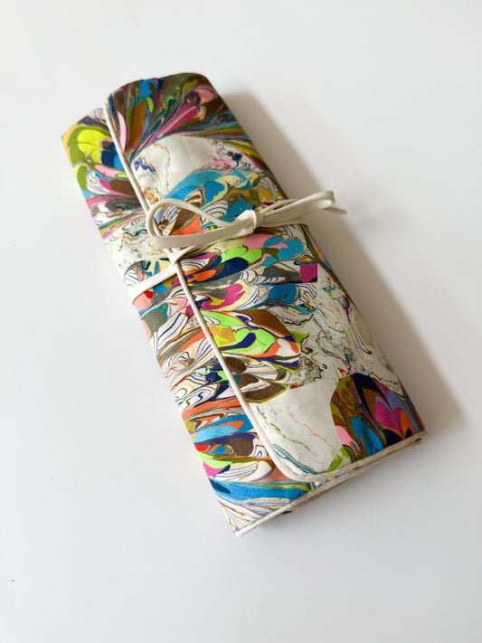 1960s Vintage Psychedelic Marbled Mod Makeup Carryall Bag