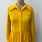 1970s Vintage Bright Yellow Pleated Maxi Dress