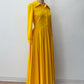 1970s Vintage Bright Yellow Pleated Maxi Dress