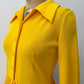 1970s Vintage Bright Yellow Pleated Maxi Dress