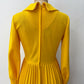 1970s Vintage Bright Yellow Pleated Maxi Dress