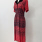 1950s Stunning Black and Red Zig Zag Dress with Velvet and Rhinestones
