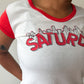 1970s Vintage "Saturday" Skyline Cap Sleeve Athletic Babydoll Tee