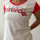 1970s Vintage "Saturday" Skyline Cap Sleeve Athletic Babydoll Tee
