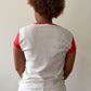 1970s Vintage "Saturday" Skyline Cap Sleeve Athletic Babydoll Tee