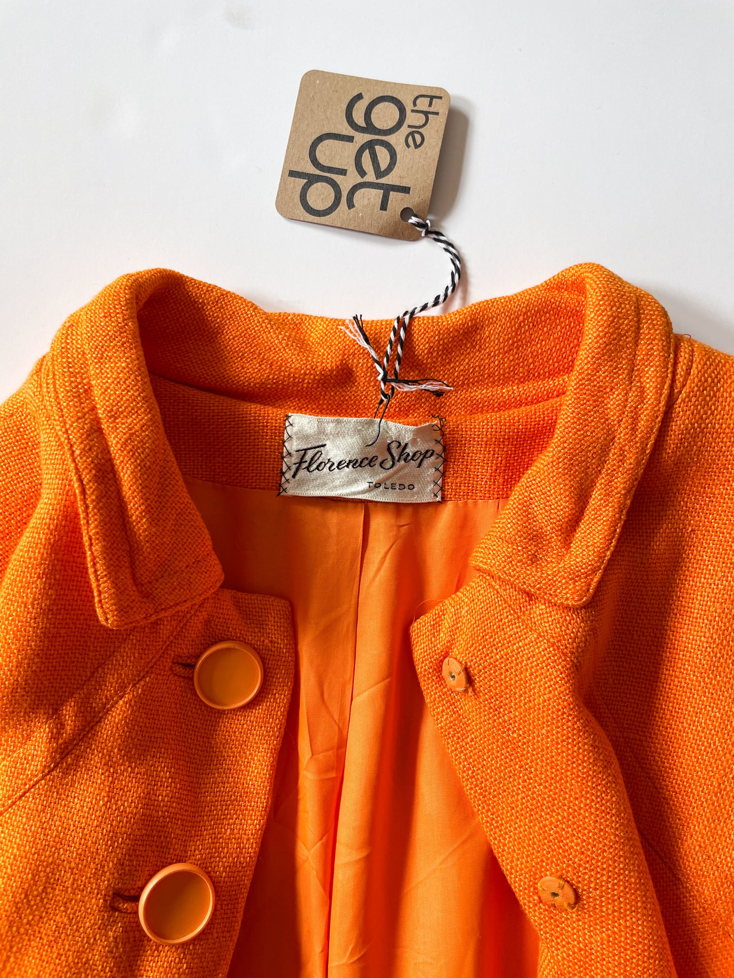 1960s Vintage Mod Orange Dress & Jacket Set