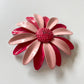 1970s Mod Two Tone Pink Daisy Enamel Flower Pinback Brooch