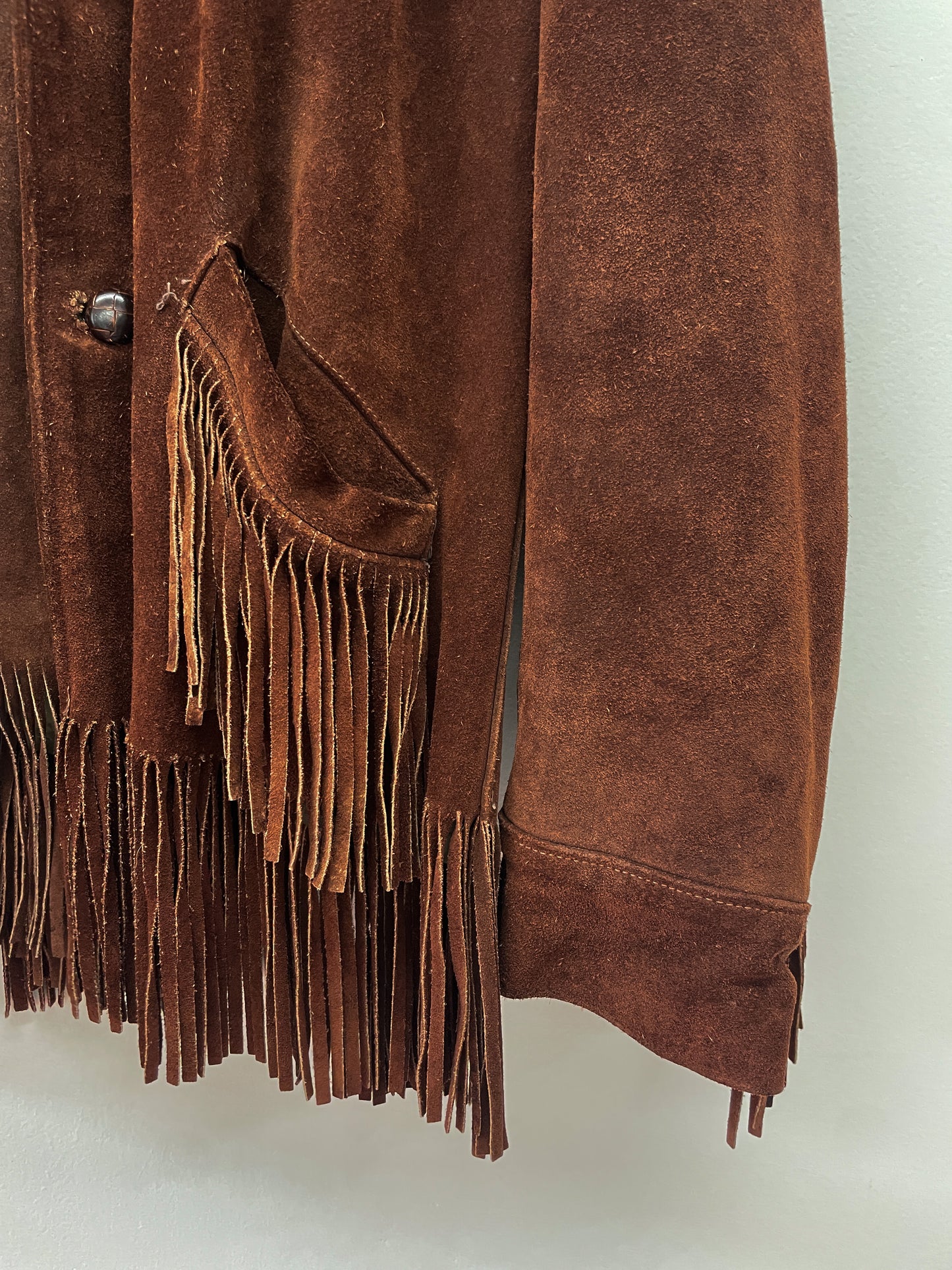 1970s Vintage Dark Suede Fringe Jacket