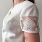 1960s Vintage White Tiered Lace Mini Bride Dress