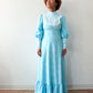 1970s Vintage Baby Blue Lace Edwardian Prairie Gown