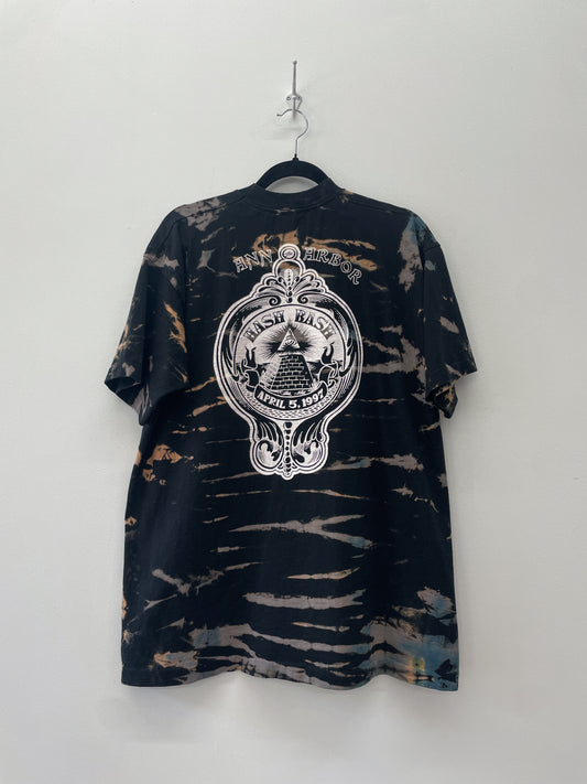 1996 - 1997 Vintage Hash Bash Ann Arbor Bleach Dye Tee Shirt 1990s