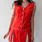 1960s Vintage Cherry Red Mod Peekaboo Mini Dress with Built in Shorts