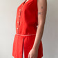 1960s Vintage Cherry Red Mod Peekaboo Mini Dress with Built in Shorts