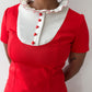 1970s Vintage Red & White Darling Mod Mini Dress