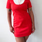 1970s Vintage Red & White Darling Mod Mini Dress