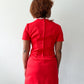 1970s Vintage Red & White Darling Mod Mini Dress