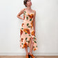 1990s Vintage Peach Roses Rayon Dress