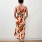 1990s Vintage Peach Roses Rayon Dress