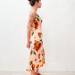 1990s Vintage Peach Roses Rayon Dress