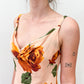 1990s Vintage Peach Roses Rayon Dress