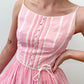 1950s Vintage Pink & White Vertical Stripe Party Dress by Lanz