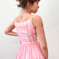 1950s Vintage Pink & White Vertical Stripe Party Dress by Lanz