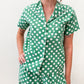 1950s Vintage Green Polka Dot Cotton 3 Piece Pajama Sleep Set