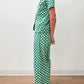 1950s Vintage Green Polka Dot Cotton 3 Piece Pajama Sleep Set