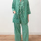 1950s Vintage Green Polka Dot Cotton 3 Piece Pajama Sleep Set