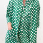 1950s Vintage Green Polka Dot Cotton 3 Piece Pajama Sleep Set