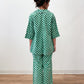 1950s Vintage Green Polka Dot Cotton 3 Piece Pajama Sleep Set