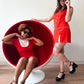 1970s Vintage Red & White Darling Mod Mini Dress
