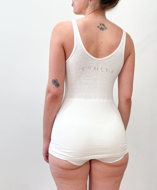 1920s - 1930s Vintage Aldrich & Aldrich Chicago White Cotton Swim Gym Suit