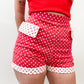 1950s Vintage High Waist Red and White Patterned Pinup Shorts