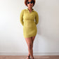 1960s - 1970s Vintage Made in Italy Mod Knit Chartreuse Ribbed  Mini Dress