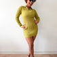 1960s - 1970s Vintage Made in Italy Mod Knit Chartreuse Ribbed  Mini Dress