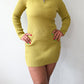 1960s - 1970s Vintage Made in Italy Mod Knit Chartreuse Ribbed  Mini Dress
