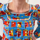 1970s Vintage Children In Windows Storybook Illustrations Novelty Blouse Top
