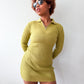 1960s - 1970s Vintage Made in Italy Mod Knit Chartreuse Ribbed  Mini Dress