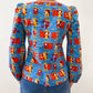 1970s Vintage Children In Windows Storybook Illustrations Novelty Blouse Top