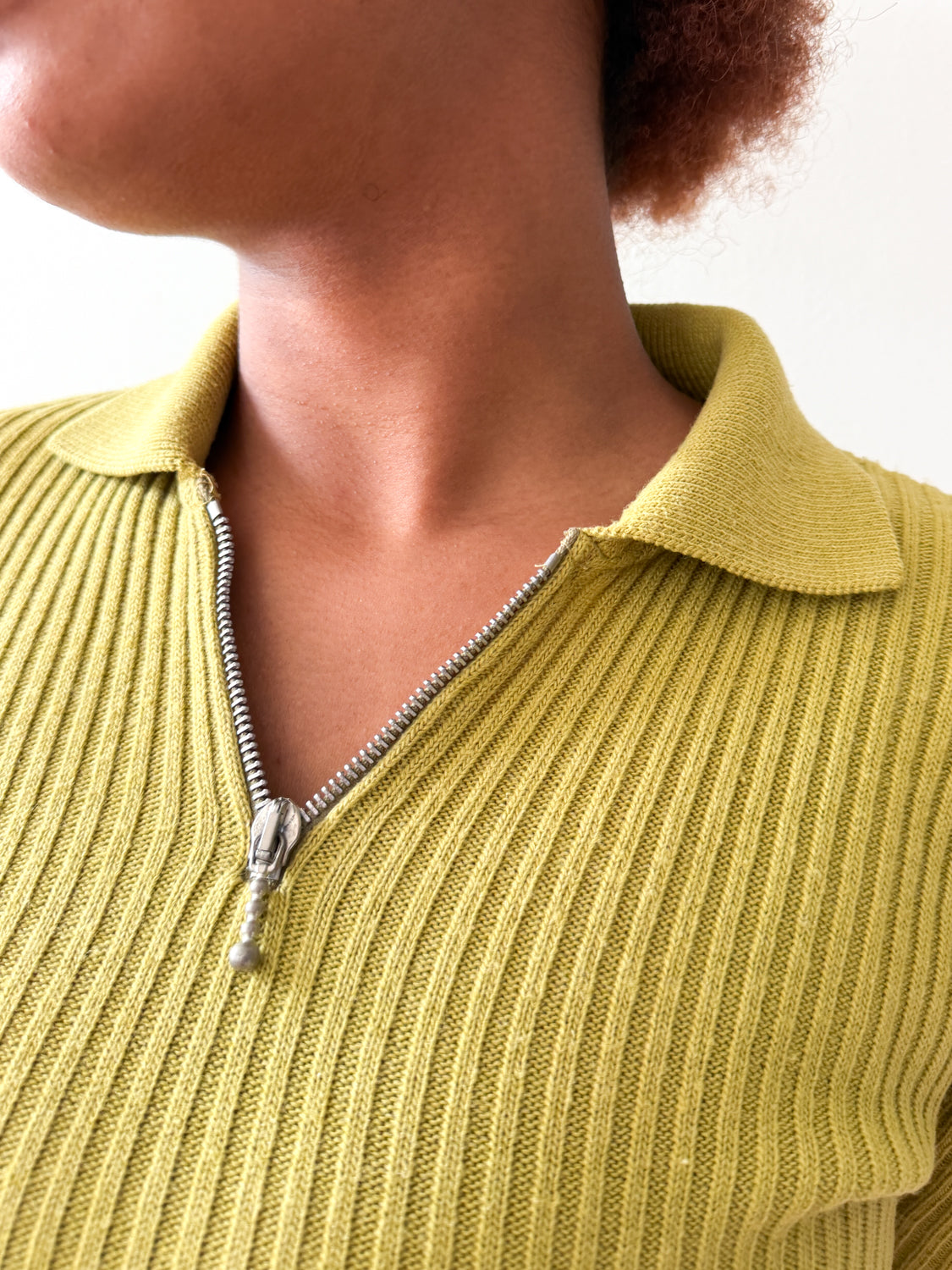 1960s - 1970s Vintage Made in Italy Mod Knit Chartreuse Ribbed  Mini Dress