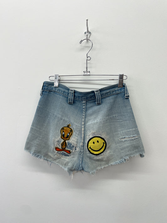 1970s Vintage Hillbilly Patched Up Torn & Frayed Shorts