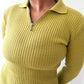 1960s - 1970s Vintage Made in Italy Mod Knit Chartreuse Ribbed  Mini Dress