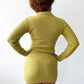 1960s - 1970s Vintage Made in Italy Mod Knit Chartreuse Ribbed  Mini Dress