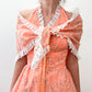 1970s Vintage Orange Floral Maxi Dress with Shawl