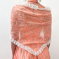 1970s Vintage Orange Floral Maxi Dress with Shawl
