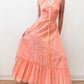 1970s Vintage Orange Floral Maxi Dress with Shawl