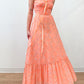 1970s Vintage Orange Floral Maxi Dress with Shawl
