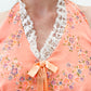 1970s Vintage Orange Floral Maxi Dress with Shawl
